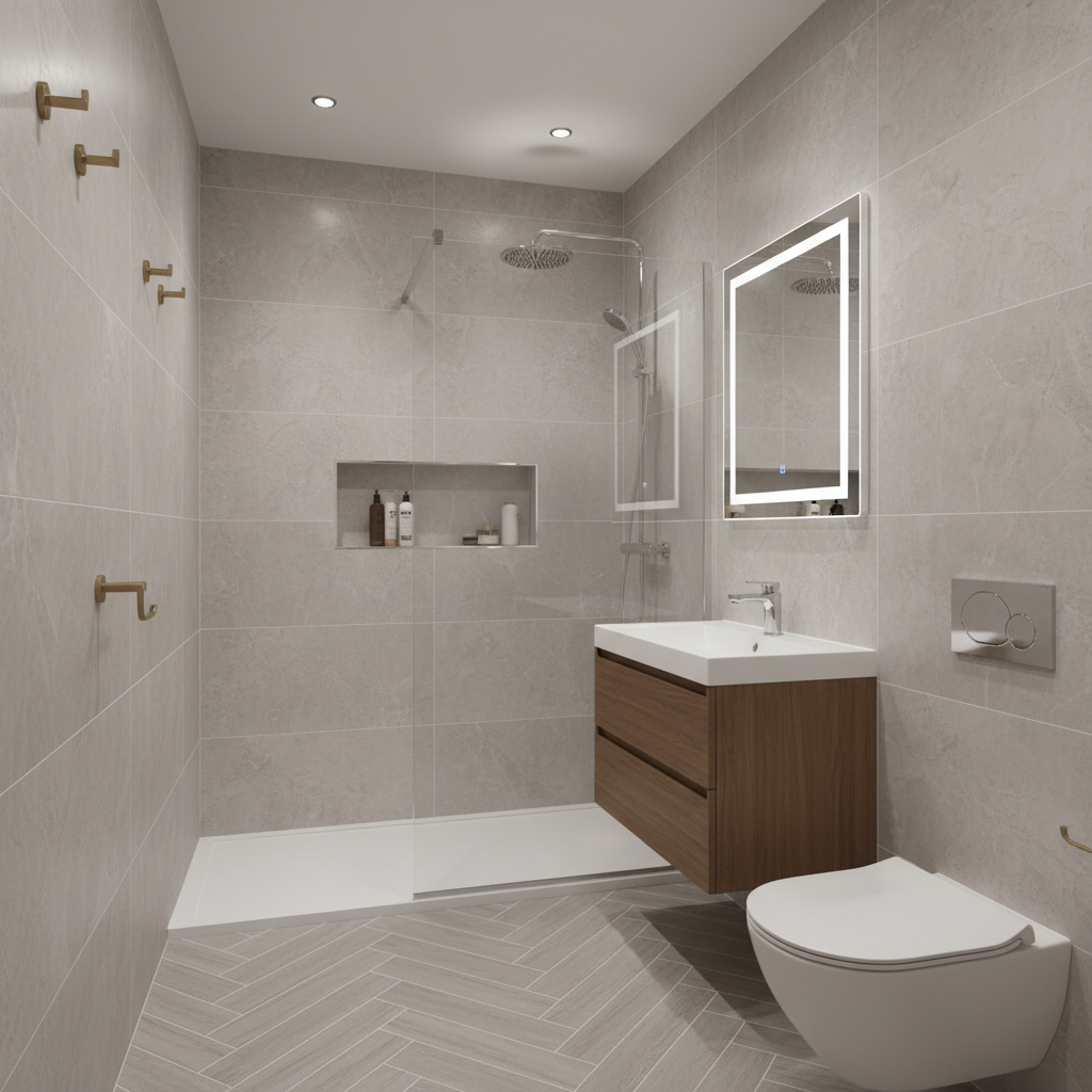 Luxury bathroom renovation by DPO Home Improvements showing bespoke tiling and fixtures